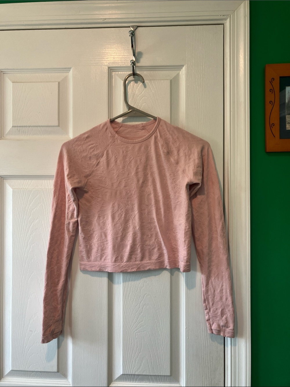 Athleta girl own your power power up Light Pink Long Sleeve Cropped top shirt L